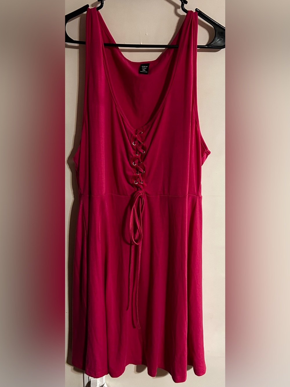 4x Lace-Up Sleeveless Dress in Pink
